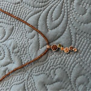 Lia Sophia  Brown Beaded Necklace with Multi-Color Pendant